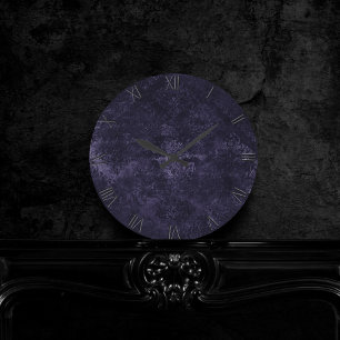 Velvety Midnight Damask   Indigo Paarse Grunge Ronde Klok