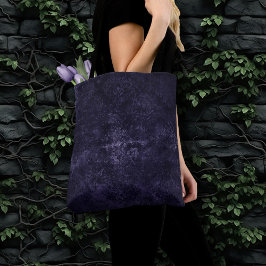 Velvety Midnight Damask | Indigo Paarse Grunge Tote Bag