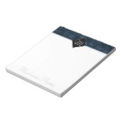 Velvety Navy Damask | Donkerblauw Barok Custom Notitieblok (Linkerzijde)