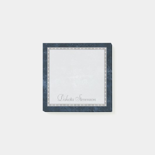 Velvety Navy Damask | Donkerblauw Barok Custom Post-it® Notes (Voorkant)