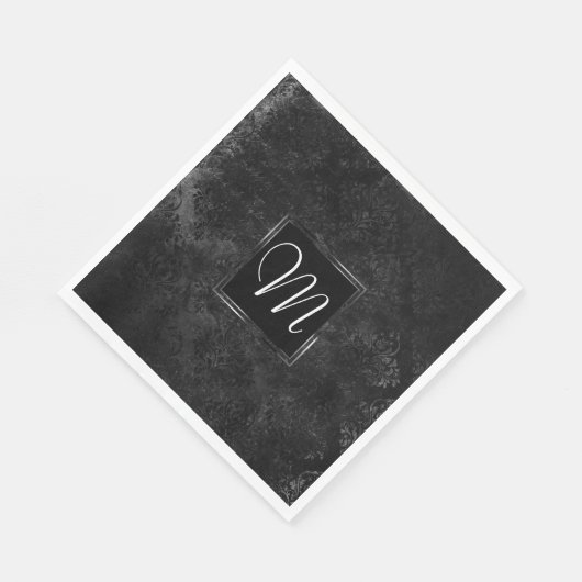 Velvety Onyx Damask | Black Vampy Grunge Aangepast Servetten (Hoek)
