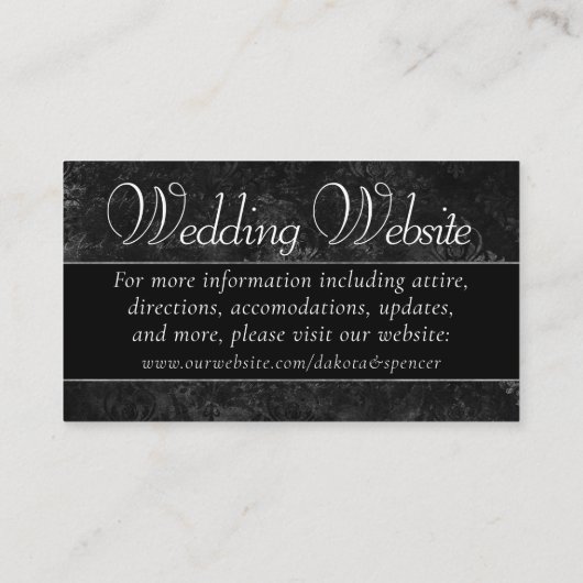 Velvety Onyx Damask | Website van Black Grunge Bar Informatiekaartje (Achterkant)