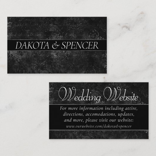 Velvety Onyx Damask | Website van Black Grunge Bar Informatiekaartje (Voorkant / Achterkant)