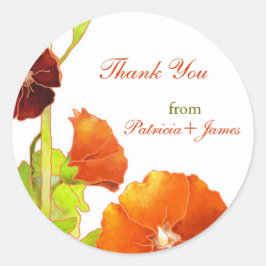 Velvety Red Hollyhocks Weddenschap Bedankt Ronde Sticker