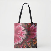 Velvety Rosy Floral look Fractal Abstract monogram Tote Bag (Voorkant)