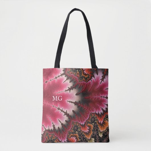 Velvety Rosy Floral look Fractal Abstract monogram Tote Bag (Voorkant)