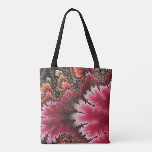Velvety Rosy Floral look Fractal Abstract monogram Tote Bag (Achterkant)