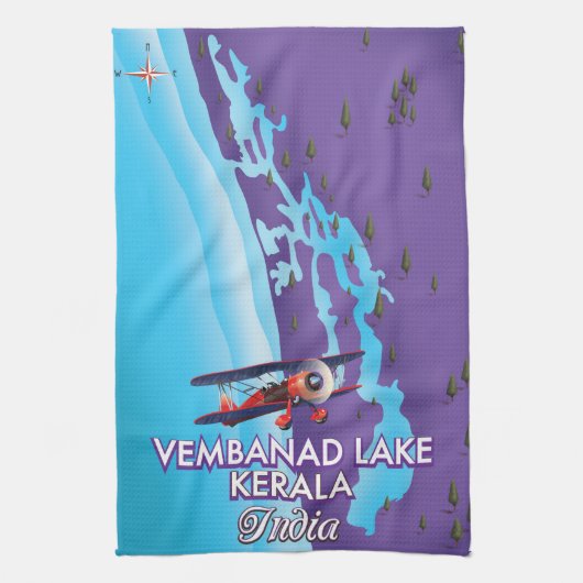 Vembanadmeer, India reisposter Theedoek (Verticaal)