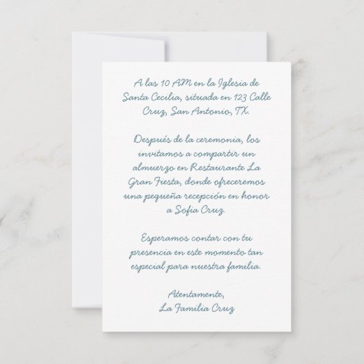 Ven A Celebrar Mi Primera Comunión con Foto Flores Bedankkaart (Achterkant)