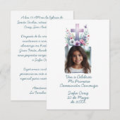 Ven A Celebrar Mi Primera Comunión con Foto Flores Bedankkaart (Voorkant / Achterkant)