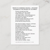 Ven. Michael McGivney Nachten van Columbus KAART Plaatskaartje (Achterkant)