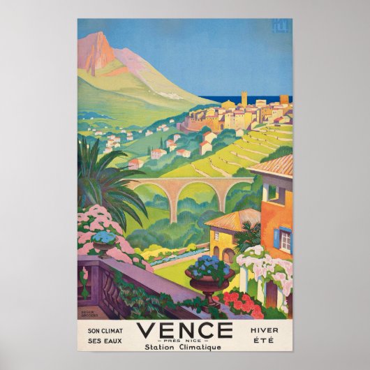 Vence France Vintage Travel Poster (Voorkant)