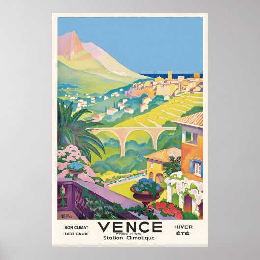 Vence Frankrijk Vintage Reisposter Aangepaste Kuns Poster (Voorkant)