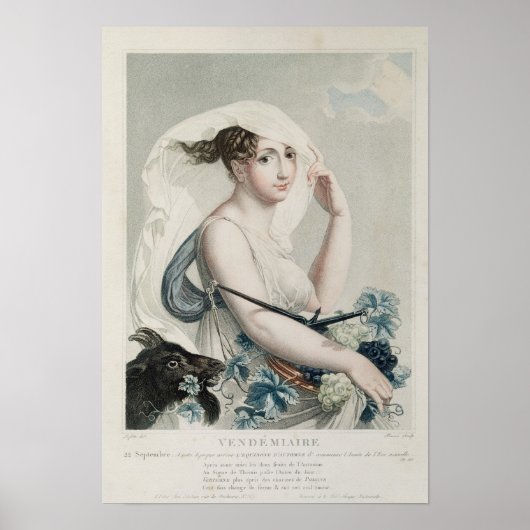 Vendemiaire, eerste maand Republikeinse kalender Poster (Voorkant)