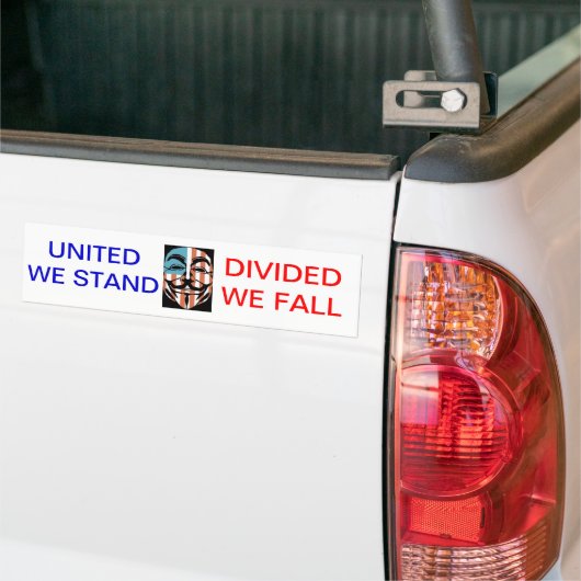 vendetta america masker, VERENIGD WE STAND, VERDEE Bumpersticker (Op Truck)