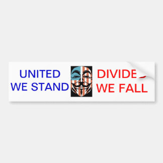 vendetta america masker, VERENIGD WE STAND, VERDEE Bumpersticker