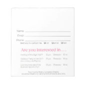 Vendor Lead Slips for Booking & Recruit Pink Zebra Notitieblok (Voorkant)