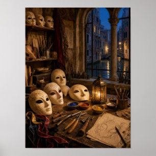 Venetiaans Atelier voor Maskers 12x16 Poster