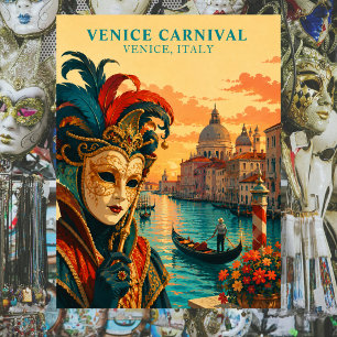 Venetiaans Carnaval Italië Vintage Venetiaans Mask Briefkaart