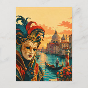 Venetiaans Carnaval Italië Vintage Venetiaans Mask Briefkaart