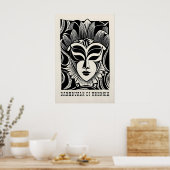 Venetiaans Carnaval Masker Print Zwart en Wit (Keuken)