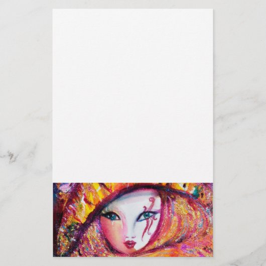 VENETIAANS CARNAVALSMASKER IN GEEL BRIEFPAPIER (Voorkant)