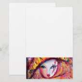 VENETIAANS CARNAVALSMASKER IN GEEL BRIEFPAPIER (Voorkant / Achterkant)