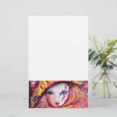 VENETIAANS CARNAVALSMASKER IN GEEL BRIEFPAPIER (Staand voorkant)