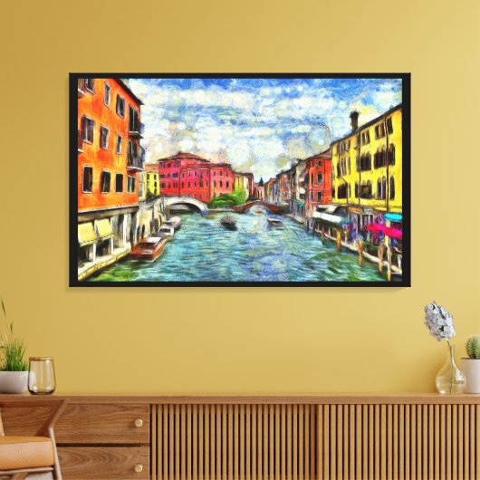 Venetiaans kanaal Van Gogh Imitatiestijl schilderi Canvas Afdruk (Insitu (Woonkamer))