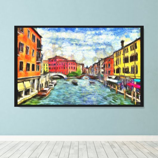 Venetiaans kanaal Van Gogh Imitatiestijl schilderi Canvas Afdruk (Insitu (Houten vloer))
