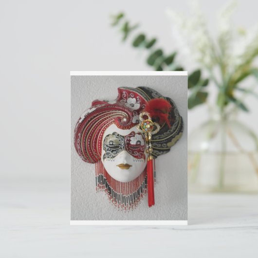 Venetiaans keramisch masker briefkaart (Staand voorkant)