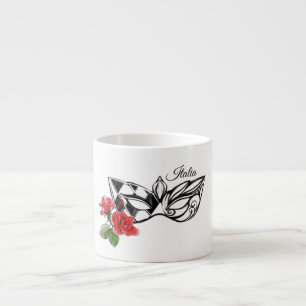 *~* Venetiaans Masker en Roos Italië Italië Ital Espresso Kop