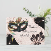 Venetiaans Masker Masker Partij Uitnodigingen (Staand voorkant)