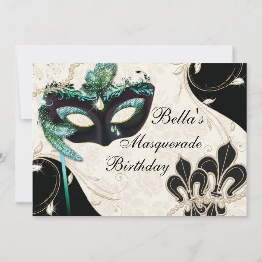 Venetiaans Masker Masker Partij Uitnodigingen (Voorkant)