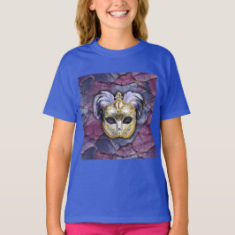 Venetiaans masker met lavendelveren t-shirt
