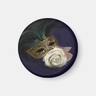 Venetiaans masker met White Rose Magneet