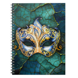 Venetiaans masker op Blauwgroen-blauwe achtergrond Notitieboek