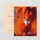 Venetiaans Masker Save-the-Date Kaarten (Voorkant / Achterkant)