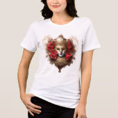 Venetiaans maskerade masker goud rood rose gemaske Tri-Blend shirt (Voorkant)