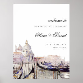 Venetiaanse bruiloft Script Waterverf Welkomstbord Poster