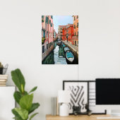 Venetiaanse Canal Originele Schilderij Poster (Thuiskantoor)