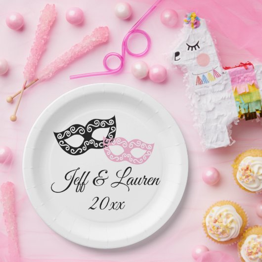 Venetiaanse carnaval maskers op maat Italiaanse br Papieren Bordje (Feest)