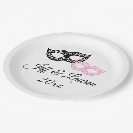 Venetiaanse carnaval maskers op maat Italiaanse br Papieren Bordje (Gekanteld)