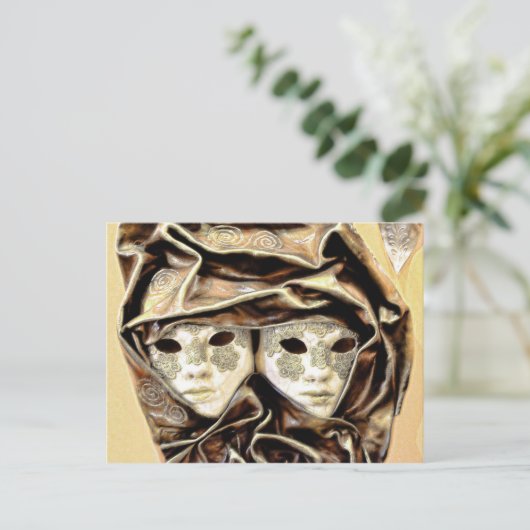 Venetiaanse carnavalmaskers briefkaart (Staand voorkant)