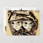 Venetiaanse carnavalmaskers briefkaart (Voorkant / Achterkant)