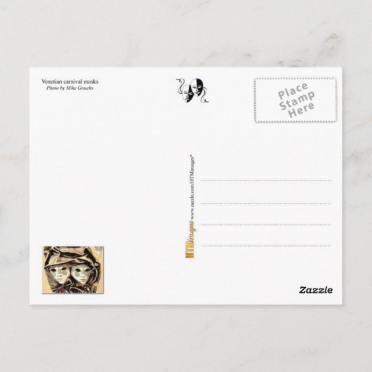 Venetiaanse carnavalmaskers briefkaart (Achterkant)