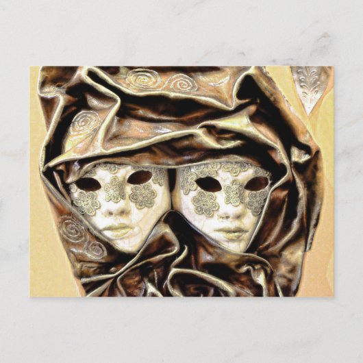 Venetiaanse carnavalmaskers briefkaart (Voorkant)