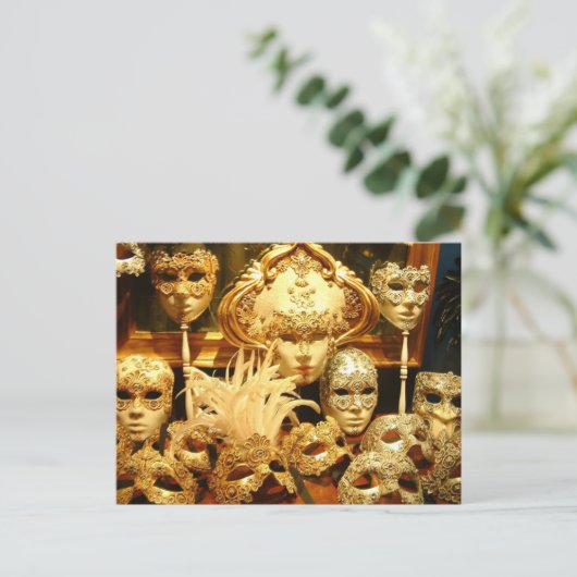 Venetiaanse carnavalmaskers briefkaart (Staand voorkant)
