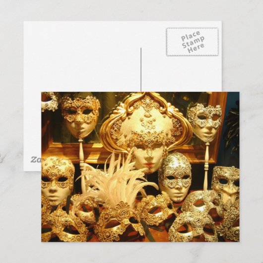 Venetiaanse carnavalmaskers briefkaart (Voorkant / Achterkant)