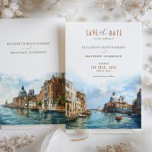 Venetiaanse Elegantie Waterfront Save-the-Date Kaart